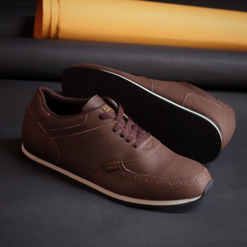 EZRA BROWN -Sepatu Casual Kasual Sneakers Pria Kulit Asli/Cowok Sporty Lokal Ori Original Footwear