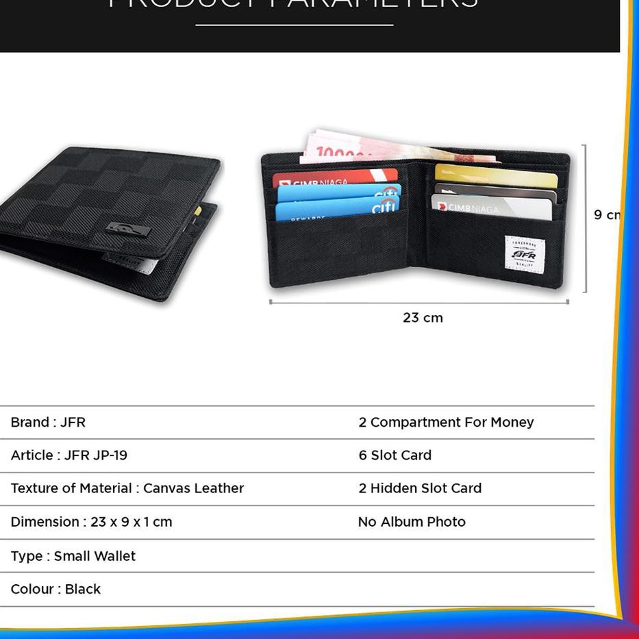 ❊ JFR Wallet dompet lipat pria kulit kanvas fashion, dompet laki laki kecil, dompet mini cowok jp 07