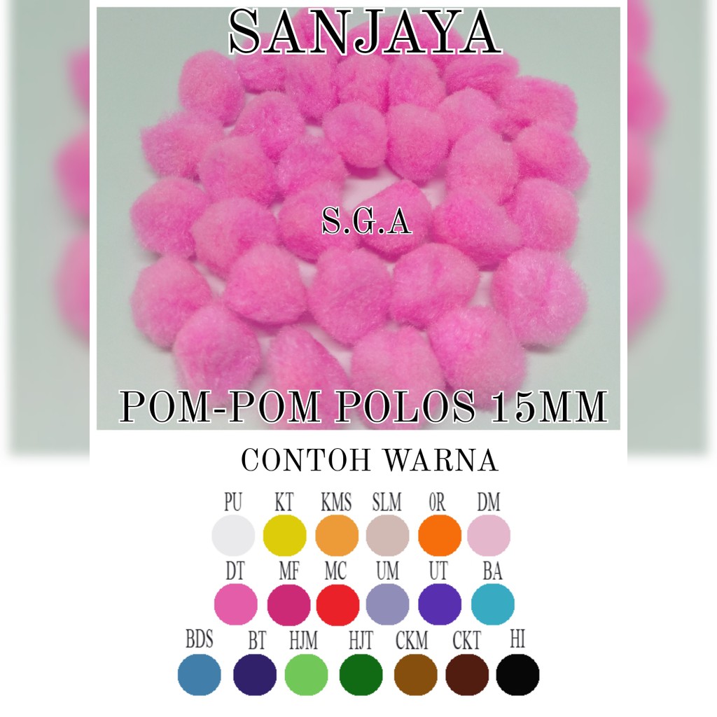 POM POM BOLA / POM POM BULU / POM POM WARNA WARNI / POM POM AKSESORIS / POM-POM POLOS 15MM