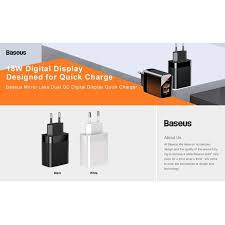 BASEUS Mirror adaptor Wall Charger Hp Quick Charge 3.0 18W A+A BS-E912