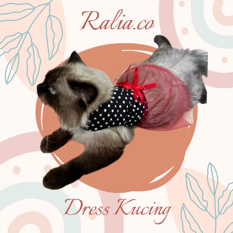 DRESS KUCING POLKADOT anjing lucu Dress Baju kucing anjing gemoy dress lebaran