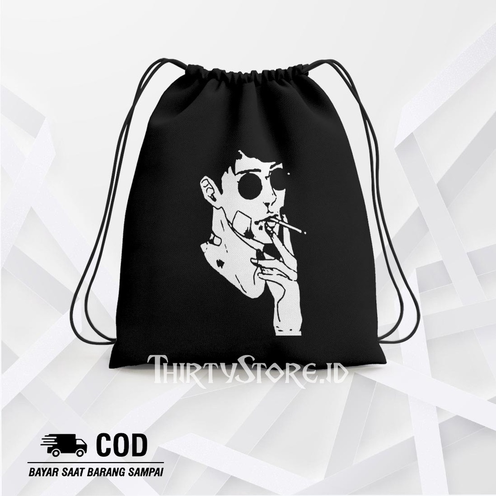 Tas Serut String Bag Smoking Guy - Drawstring Bag Waterproof | Thirty Store.Id