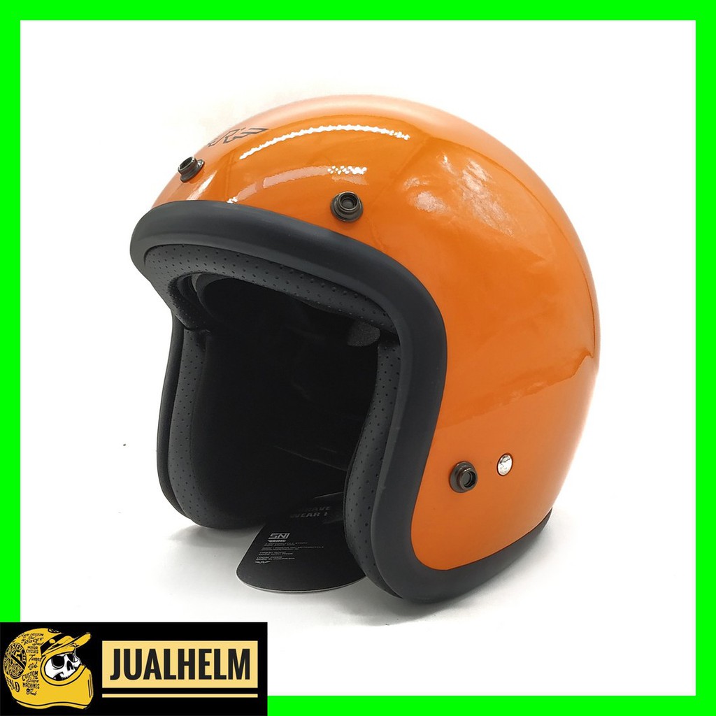 Helm Retro Doja Orange Oren Glossy ( Half Face / Bogo / Klasik / Sada)