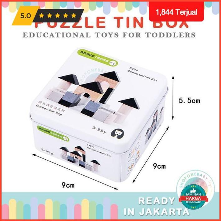 Jkt Puzzle Tin Box Educational Travel Toys Mainan Edukatif Montessori - Wooden Puzzle Terlaris