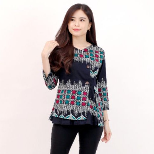 Batik wanita - Atasan blouse batik wanita fashion 184 SG-NAVY A