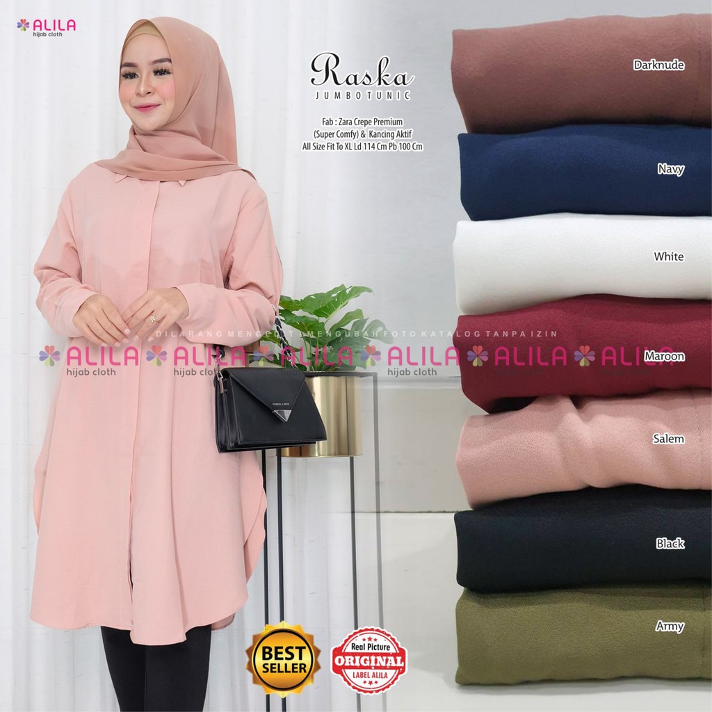 ATASAN TUNIK JUMBO MODEL CASUAL BAHAN ZARA CREPE PREMIUM SERI RASKA