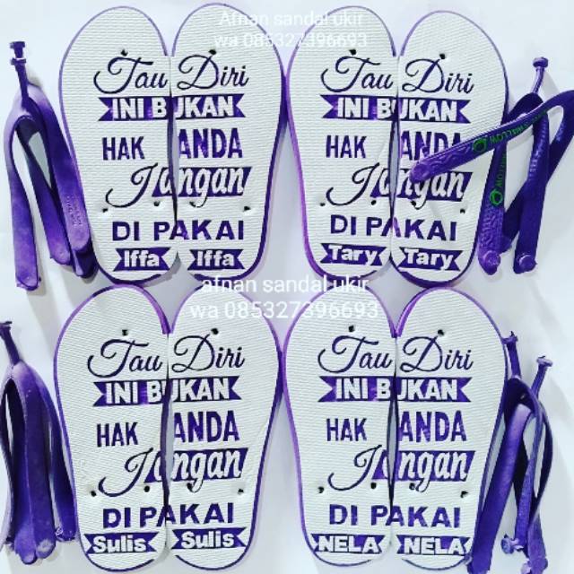 Sandal ukir swallow bisa custom tulisan sesukanya