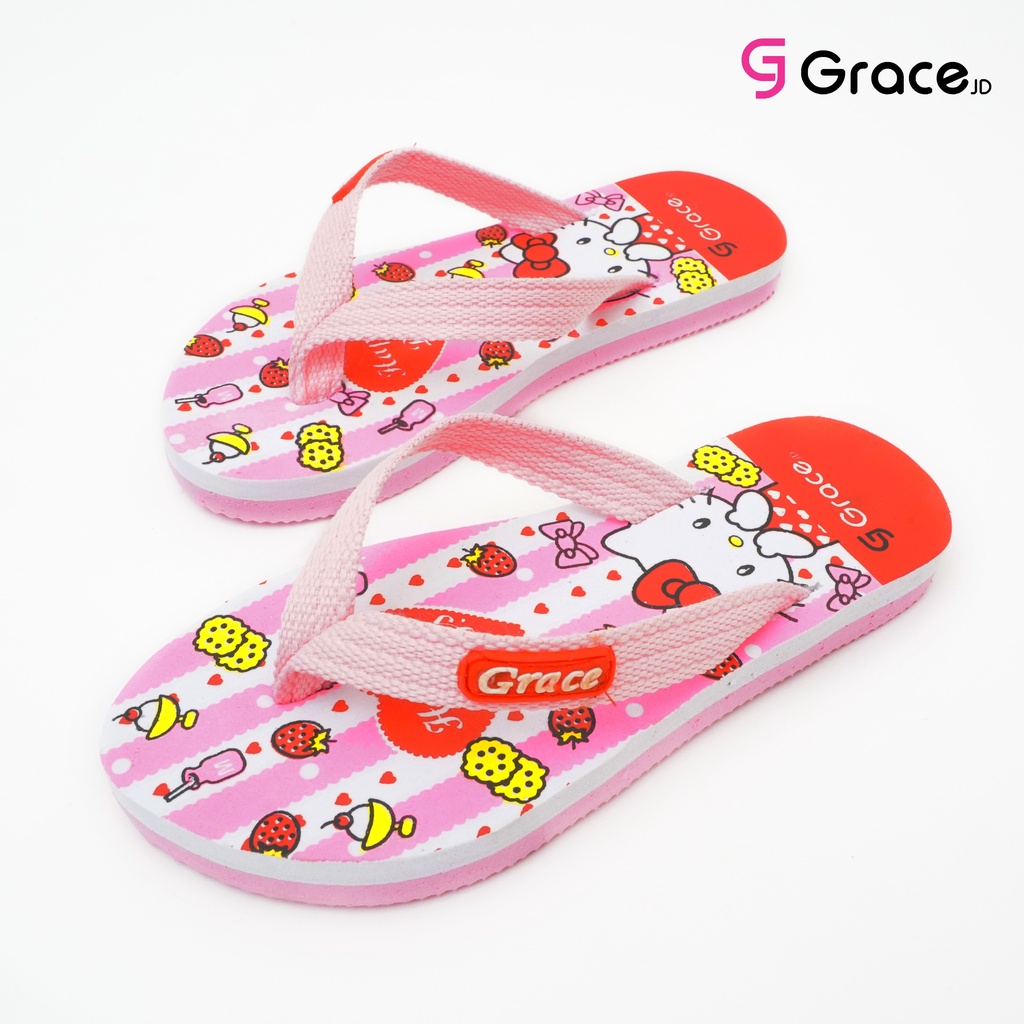 GRACE [NOIR TP HELLO KITTY] 26-35/ Sandal Jepit Anak Perempuan/ Sendal Jepit Spon Teplek Anak Cewek