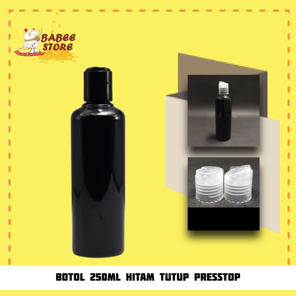 BABEE - BOTOL PLASTIK 250ML HITAM PRESSTOP PUSHTOP DISCTOP / BOTOL PRESSTOP 250 ML HITAM ISI ULANG