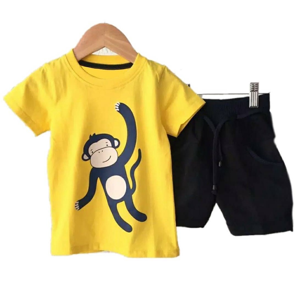 SETELAN CROSS KIDS SETELAN ANAK LAKI LAKI SETELAN ANAK PEREMPUAN MOTIF MONKEY 1-5 TAHUN SETELAN ANAK