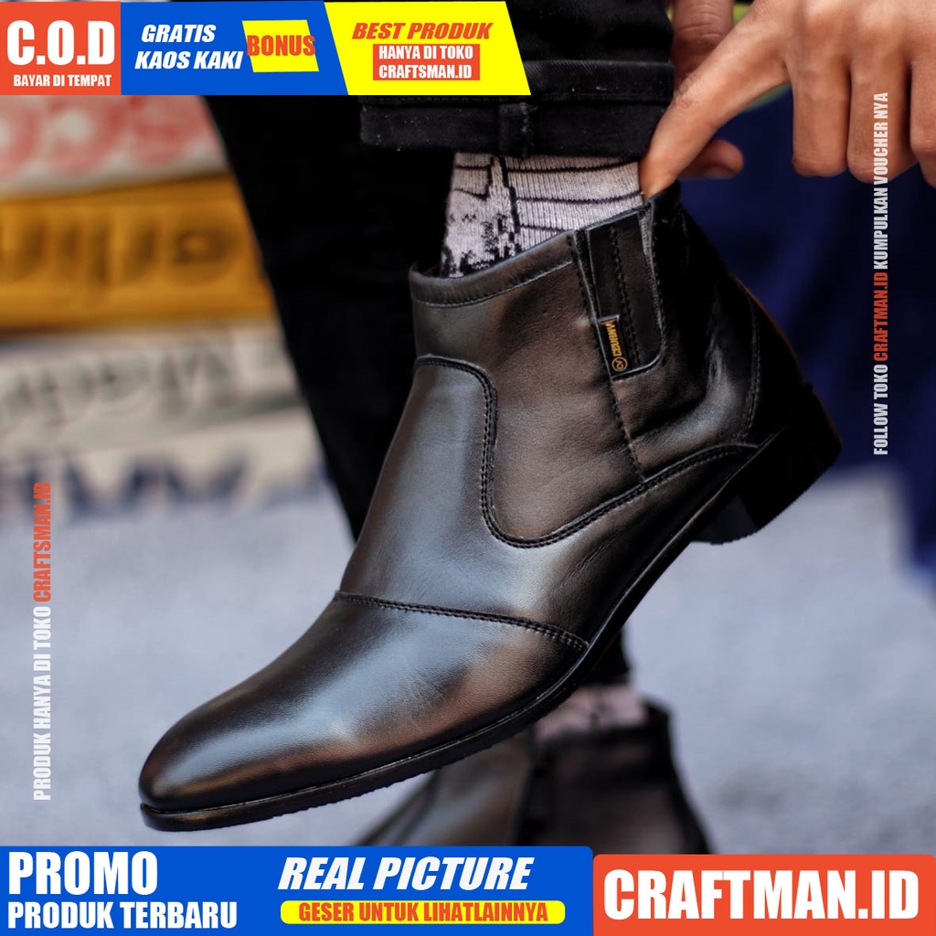 CRAFTS X FOX Sepatu Formal Sepatu Pria Casual Pantofel Kulit Asli Kasual Kerja Pria Cowok Keren Pria