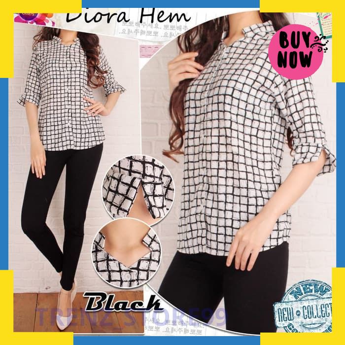 Grosir BESTQUALITY VIORA BAJU ATASAN BLOUSE WANITA MURAH KANTOR TANAH ABANG - Hitam Keren