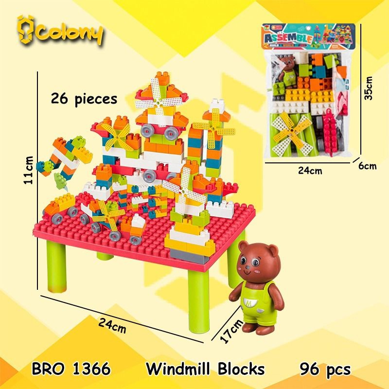 MWN Mainan Meja Block Mini Windmill Blocks BRO1366