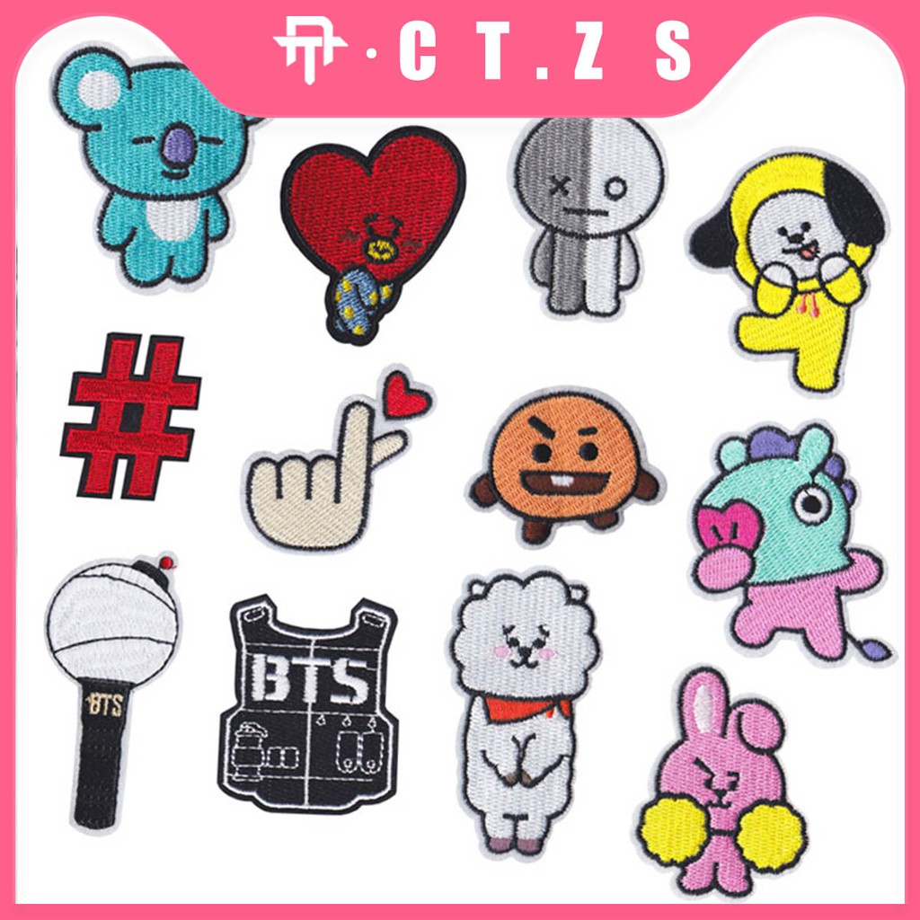 【CT】KPOP BTS bt21 Patch Bordir Kain untuk Aplikasi Pakaian #KP 49