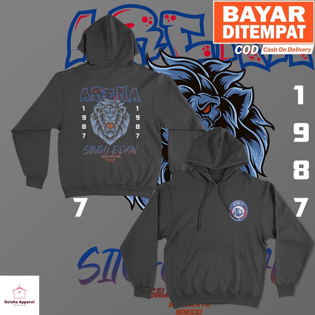 JAKET HOODIE AREMA FC 1987 HOODIE BOLA COWOK CEWEK