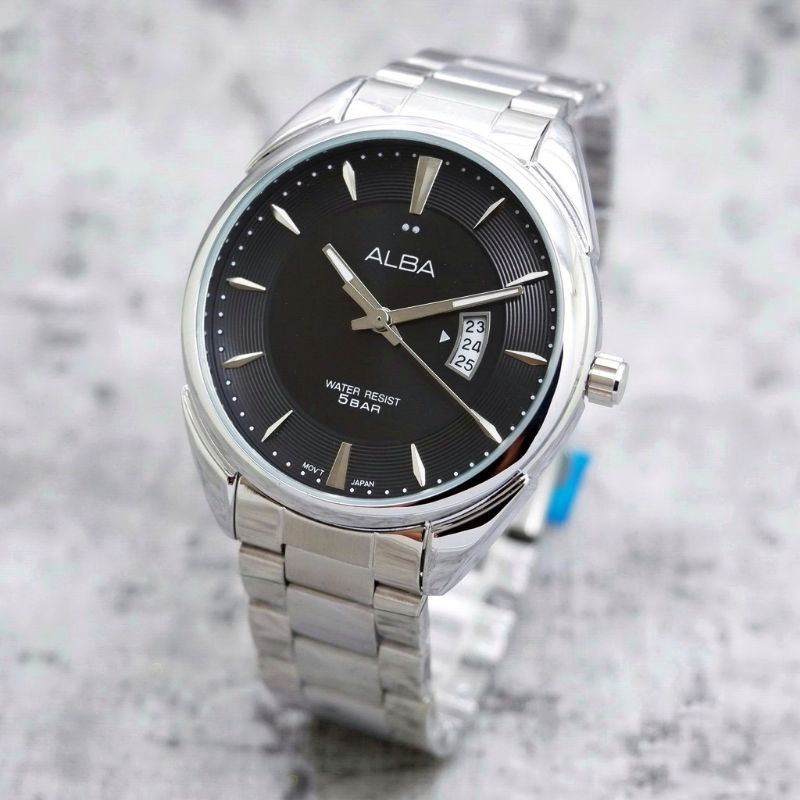 JAM TANGAN PRIA ALBA GANDER PRIA/WANITA FREE BOX DAN BATRAI CADANGAN TANGGAL AKTIF