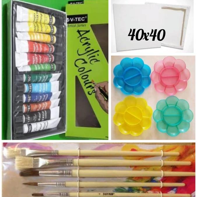 

[COD] paket kanvas/canvas lukis 40x40(canvas.cat akrilik.palet.kus) TERLENGKAP Kode 343