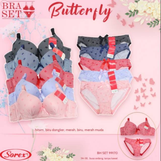 Bra Bh set Sorex 99170 butterfly kawat busa