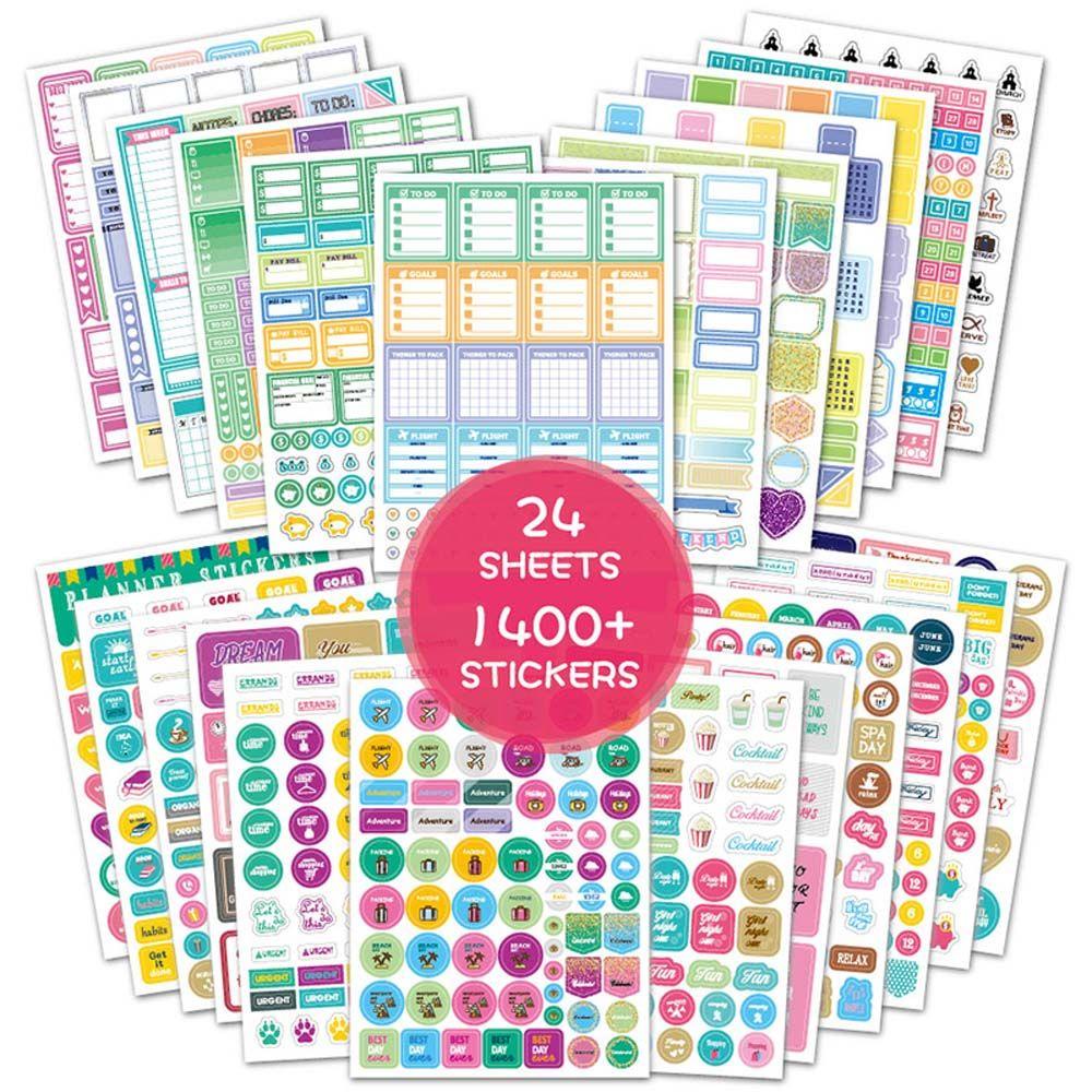 Lanfy Alat Tulis Stiker Lucu 12 Pcs/Set Notebook Aksesoris Diary DIY Scrapbooking Stiker Perekat Diri Planner Sticker