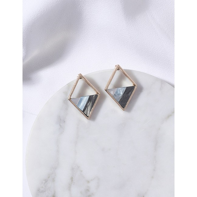 LRC Anting Tusuk Fashion Multi-color Triangle Shape Decorated Earrings vv