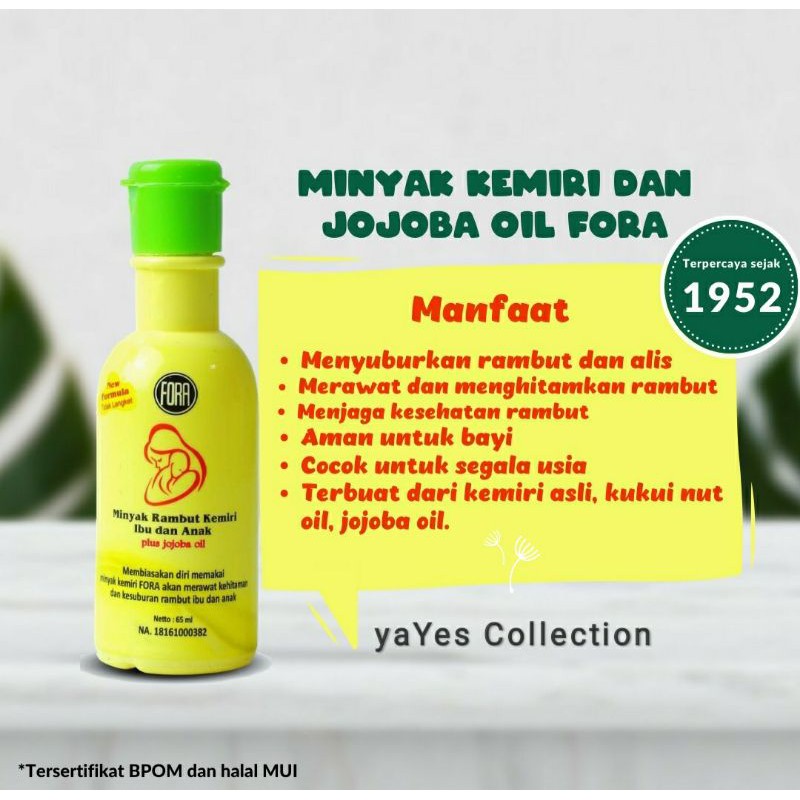 Fora Minyak Kemiri dan jojoba oil 65ml merawat rambut alis bayi tebal lebat menghitamkan hair Lotion