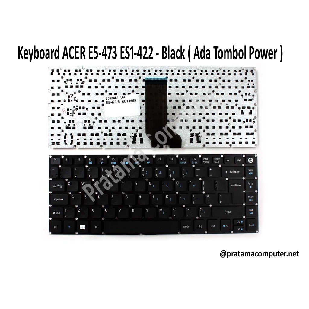 Keyboard Laptop ACER E5-473 ES1-422 - Black ( Ada Tombol Power )