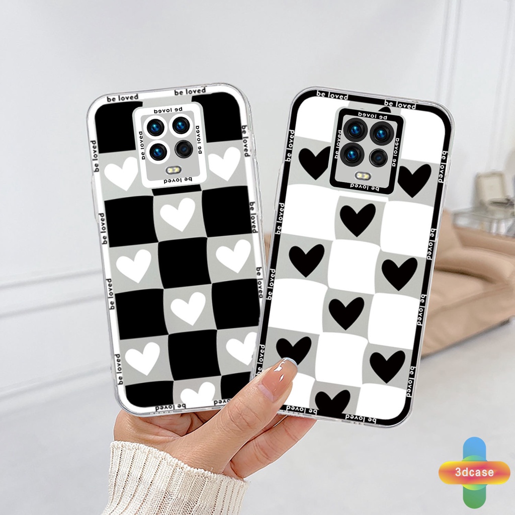 Soft Case Motif Kotak-Kotak Hati Untuk Xiaomi Redmi Note 9 8 10 10S 9 10 PRO MAX 11 9S Xiaomi Redmi POCO C3 C31 X3 NFC X3 PRO Redmi 9C NFC 9A 9i 9T 9AT 9ACTIV 9 PRO Power 10X POCO M2 PRO 10 Prime Camera Protection Couples Case