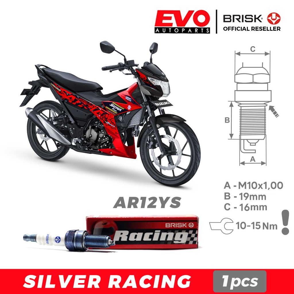 Busi BRISK Silver Racing AR12YS untuk Motor Suzuki Satria FU