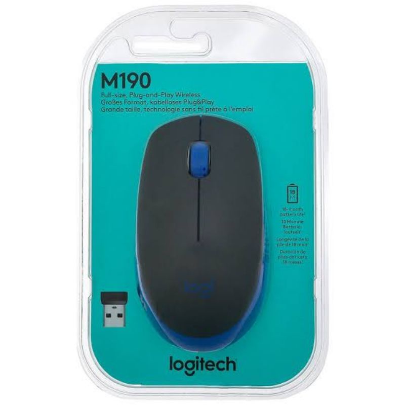 Mouse Wireless Logitech M190 - USB Wireless Full Size