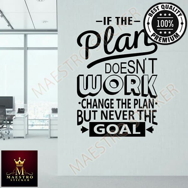 

M.STICKER Stiker Change The Plan Work Wall Sticker Dingding Kaca Kantor Office