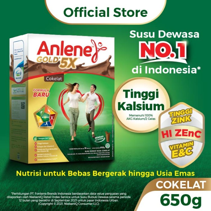 

Anlene Gold 5X Susu Bubuk Cokelat 640g-Tulang, Sendi & Otot