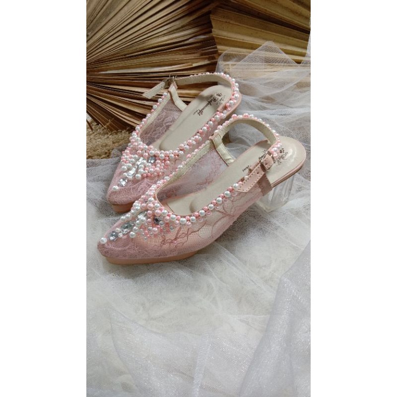 sepatu clarisaa dustypink tinggi 7cm hak kaca