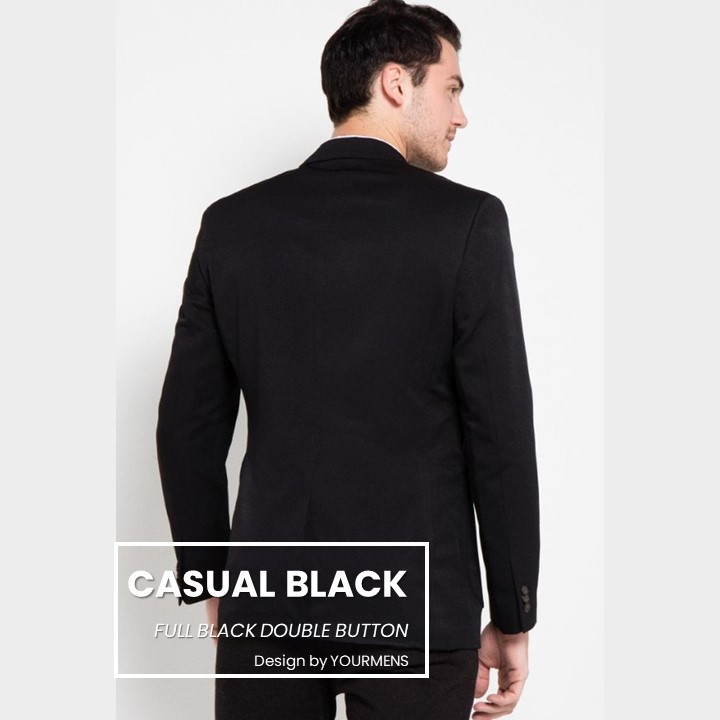 BLAZER HITAM FORMAL PRIA - JAS RESMI KANTOR SLIM CASUAL BLACK NIKAYU HIGH TWIST