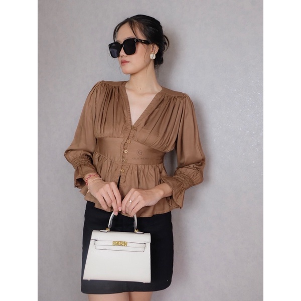 GELSEYROOMS | Mercy Top Atasan Lengan Panjang-DARK BROWN PANJANG