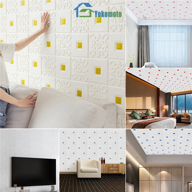 Wallpaper Dinding Ceiling Wallpaper Sticker Dinding Busa 3D Desain Wallpaper Perekat Bata Stiker Dinding Kamar Tidur-2