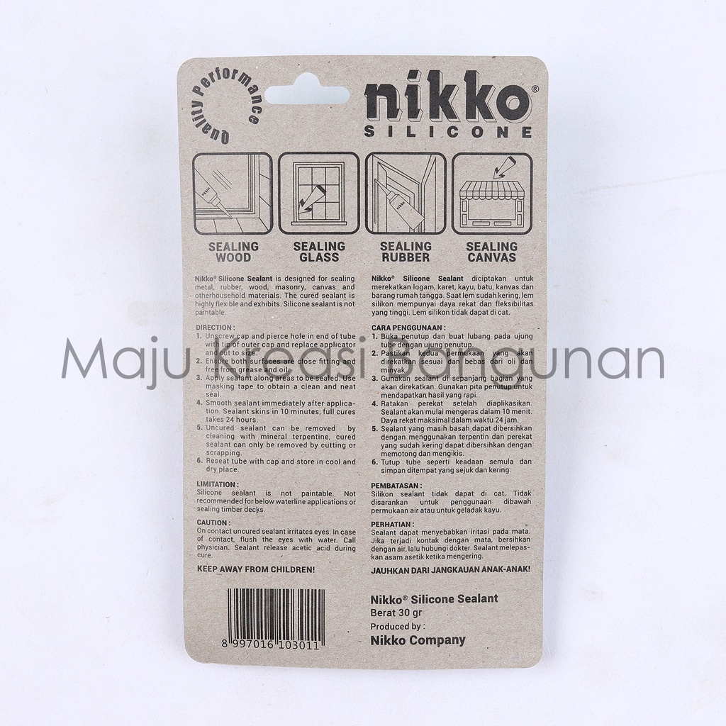 Lem Kaca Sealant Nikko Kecil 30gr Silicone Clear Bening Aquarium Rubber Karet Silikon Akuarium Tube 30 gr