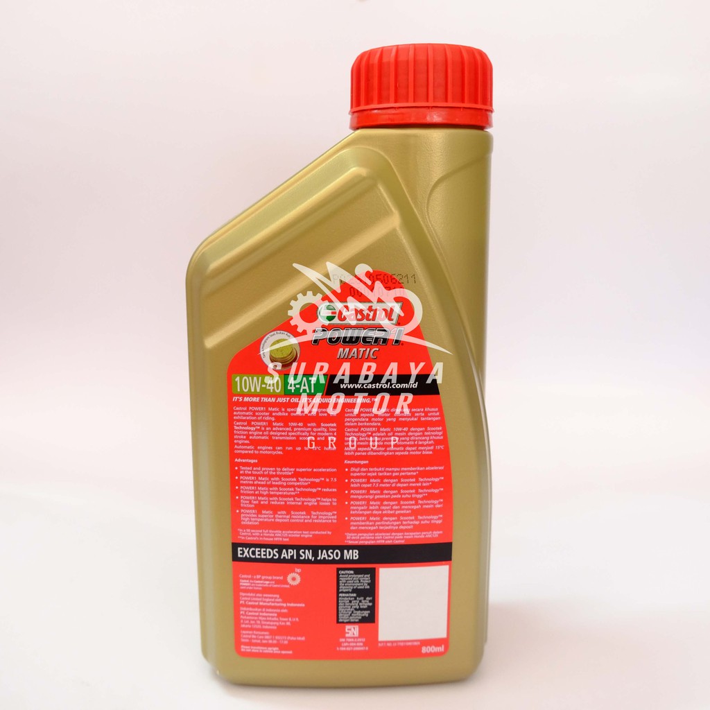 Oli Mesin Castrol Power 1 Matic Scooter 10W-40 4T 0,8L 800ml 0,8 L API SN Synthetic Original ORI ASLI