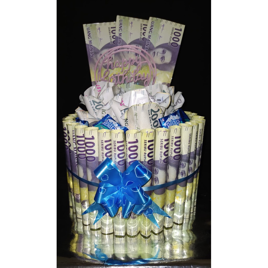 Money Birthday Cake / Kue Uang / Kue Ulang Tahun Uang / Kado Bucket Buket Bunga Bouquet Uang Asli