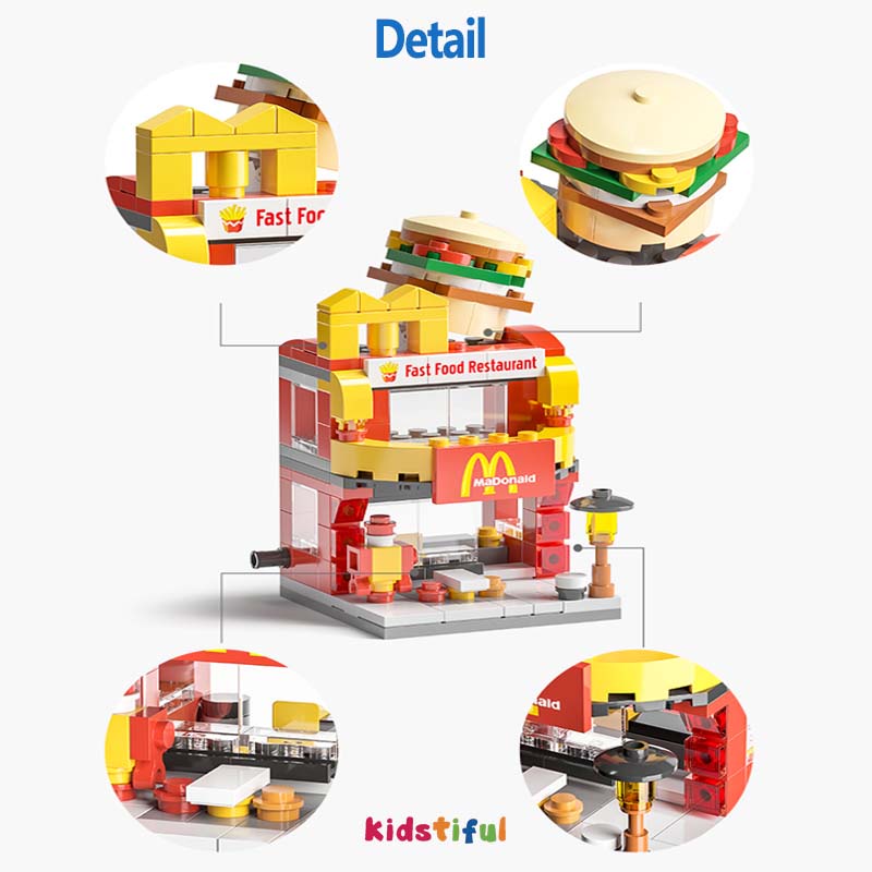 Mainan Blok Seri Toko Burger Model Mainan Edukasi Mainan Bricks Anak Perempuan