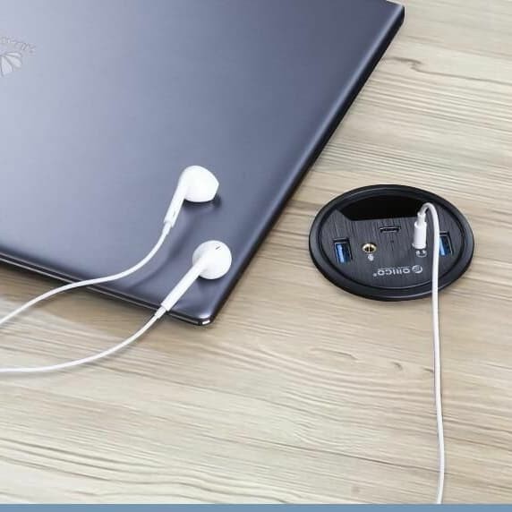 Desk Grommet Hole USB3.0 HUB Audio USB-C - ORICO DESK-2U1C