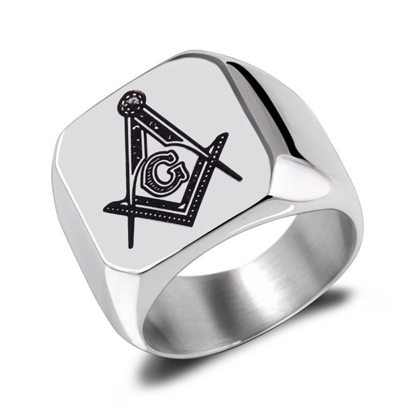 New Fashion Men Personality Masonic Ring Male Titanium Steel Ring Fashion Jewelry