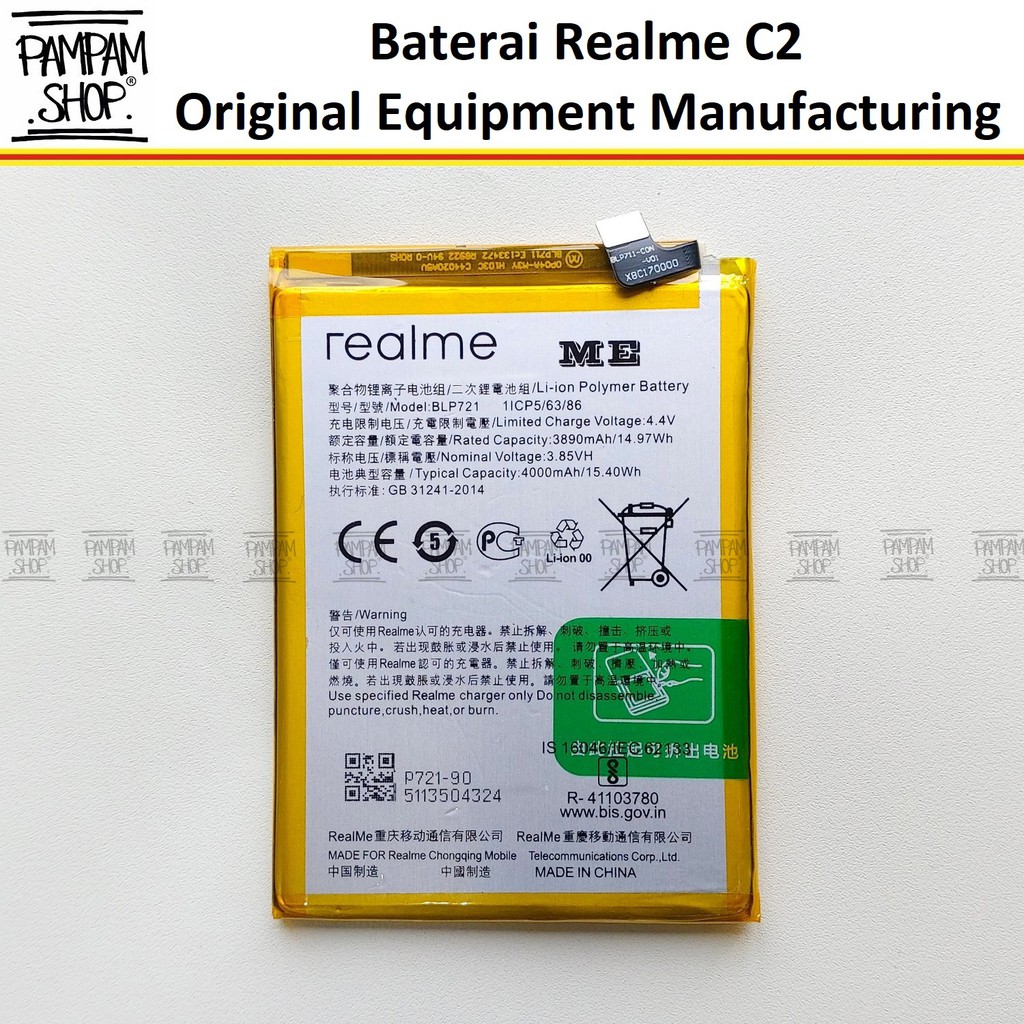 Baterai Realme C2 BLP721 BLP-721 BLP 721 Batre Battery Batrai HP Real Me Handphone