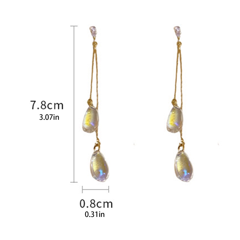 Anting Rumbai Bentuk Tetesan Air Bahan Zirkon Resin Gaya Korea Untuk Wanita