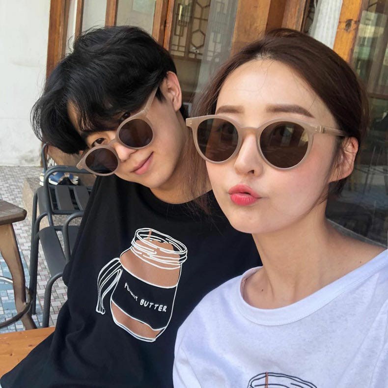 Korean Fashion Bulat Mata Kucing Kacamata Hitam Wanita/Pria Sunglasses