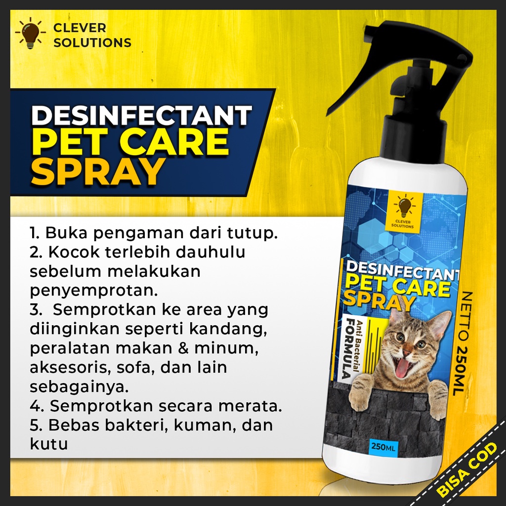 PET CARE DISINFECTANT SPRAY Desinfektan Kandang Anti Virus dan Bakteri Kucing Kelinci Anabul 250 ML