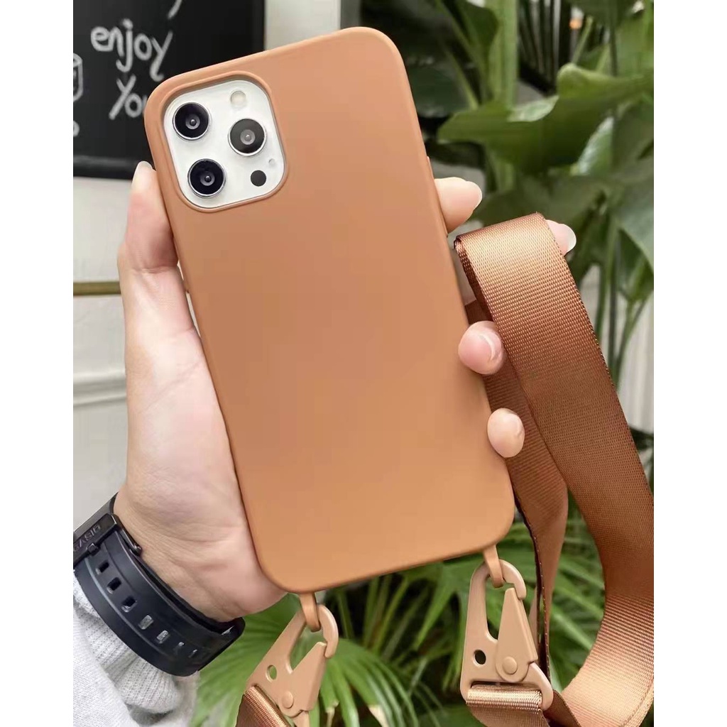 Soft Case Dengan Tali Lanyard Warna Permen Untuk Iphone 13 Pro Max 11 Pro Max 7 8 Plus Xr Xs Max