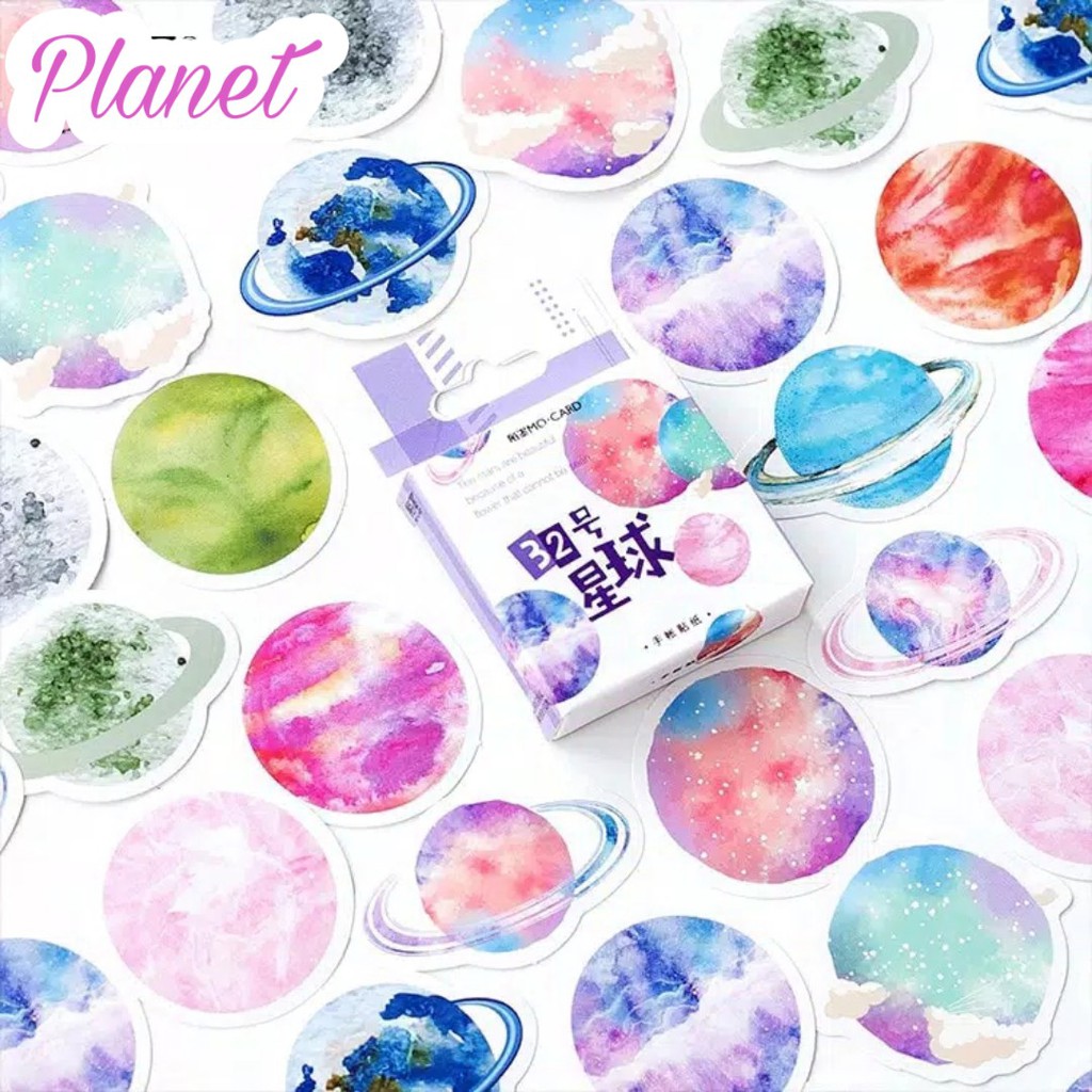45pcs Aesthetic Stiker Box Lucu Murah Dekorasi Hias Diary/Journal/Scrapbook/DIY-Planet