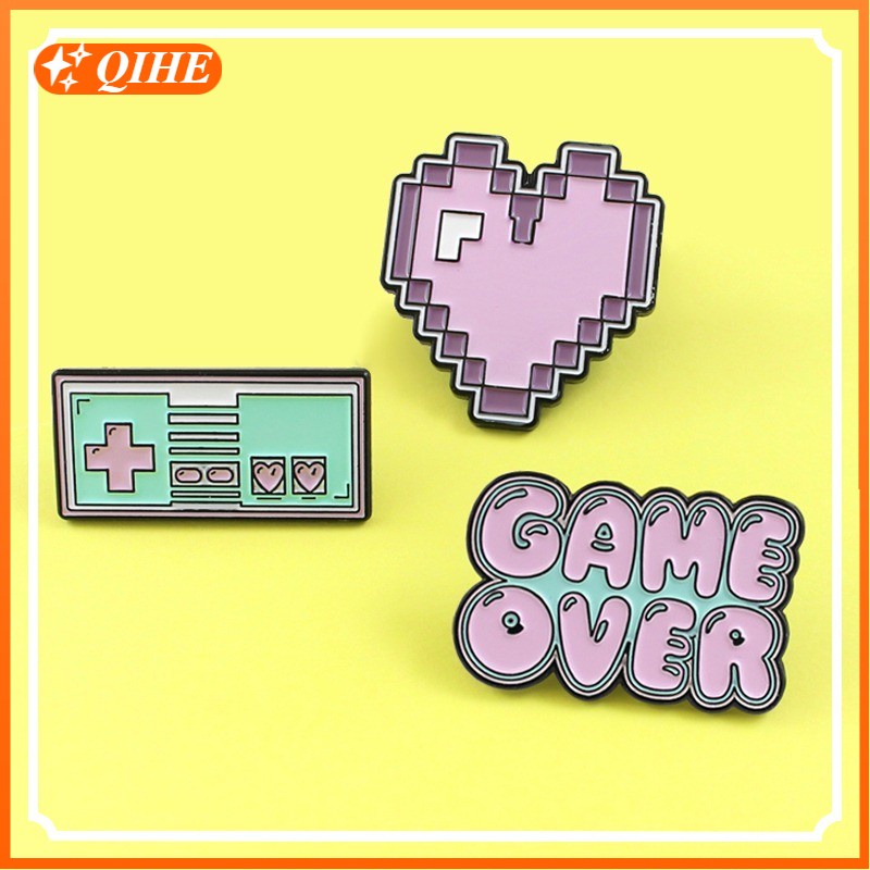 Bros Pin Desain Game Console Love Pixel Gaya Retro Untuk Pria Dan Wanita