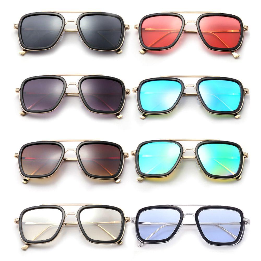 R-flower Tony Stark Kacamata Hitam Fashion Bingkai Logam Square Spider-Man Sun Glasses