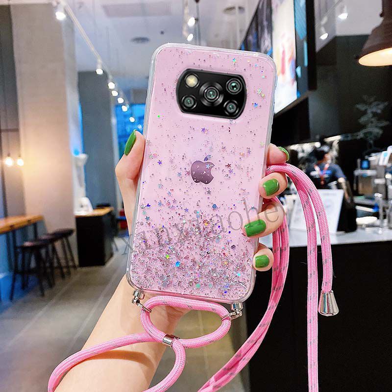 Case Tali Nagita Xiaomi Poco F3 X3 GT X3 NFC X3 Pro M3 Mi 11T Mi 11T Pro Redmi 9T Lanyard Glitter Gantungan